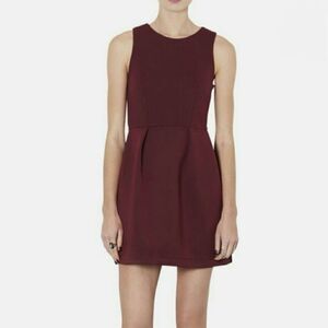 Topshop Burgundy Wine Sleeveless A-Line Scuba Dress